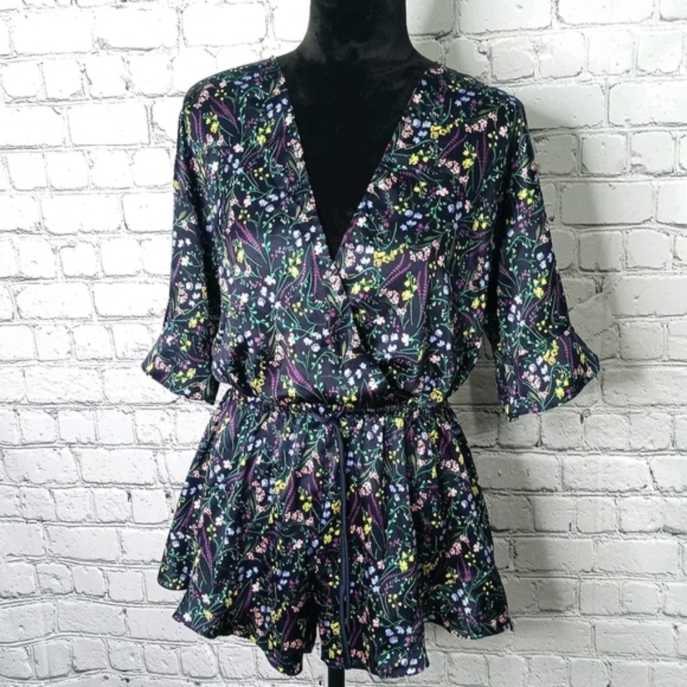 Victorias Secret Navy Floral Romper nwt